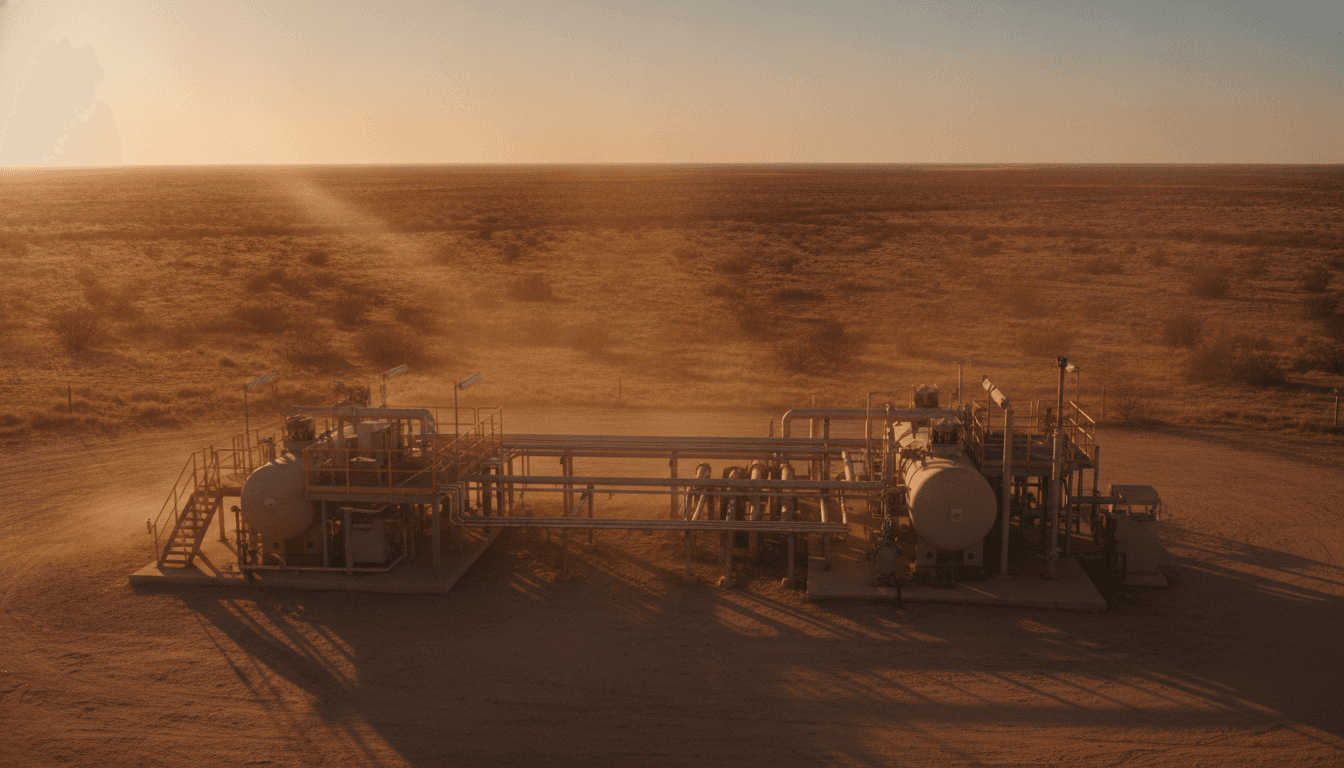 Remote oil and gas drilling pad in West Texas desert with no cell infrastructure