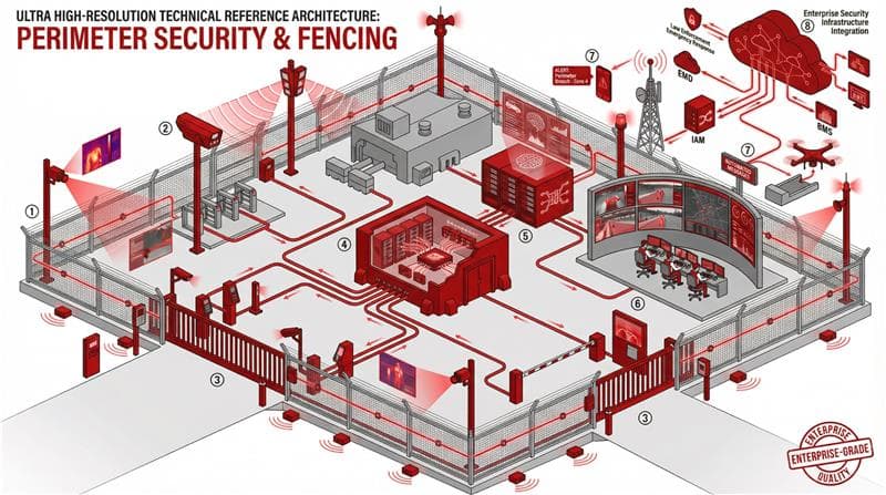 Perimeter Security & Fencing reference architecture diagram — Clover IQ
