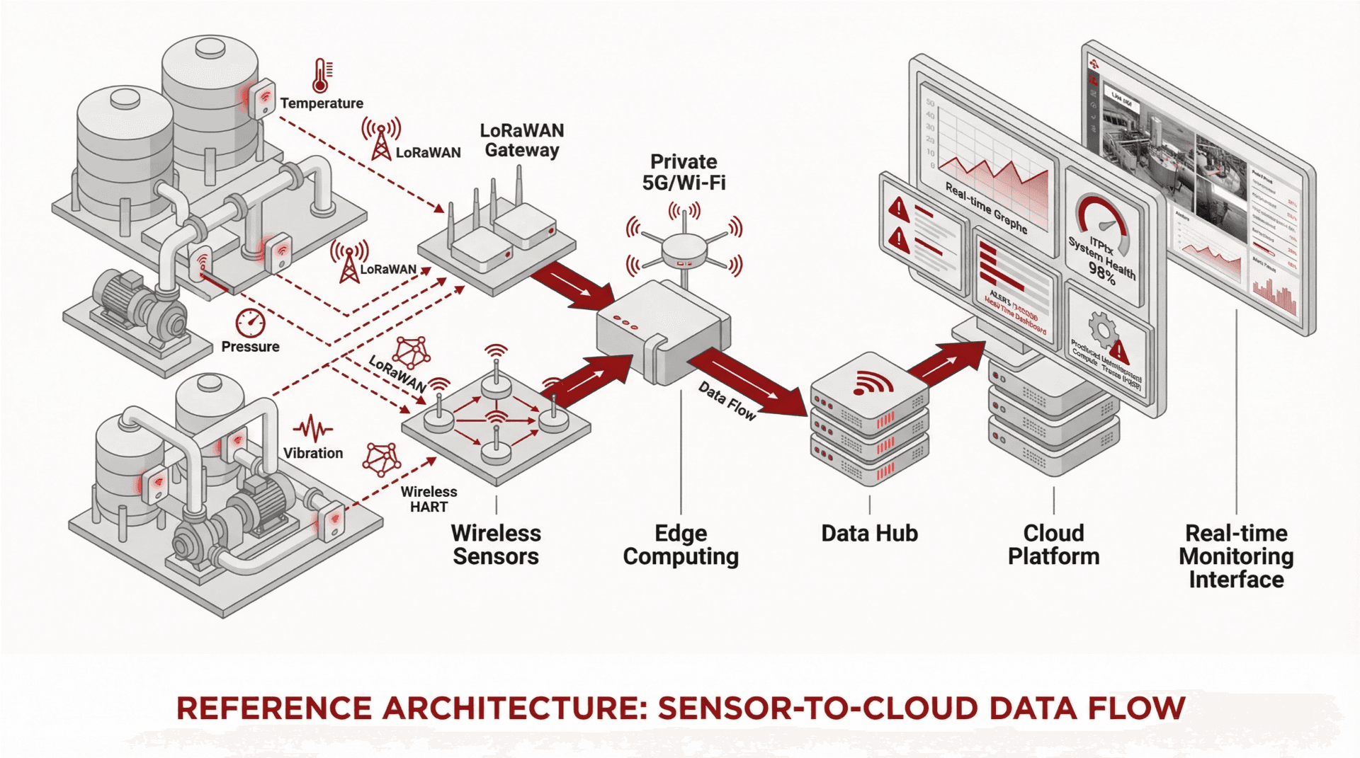 Sensor-to-Cloud Data Flow reference architecture diagram — Clover IQ