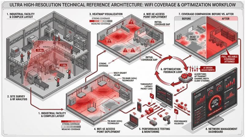 WiFi Coverage & Optimization Workflow reference architecture diagram — Clover IQ